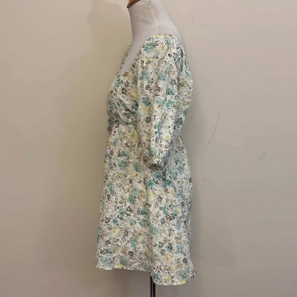 Minkpink Floral Puff Sleeve Cottagecore Peasant Mini Dress Size Small - Picture 4 of 9